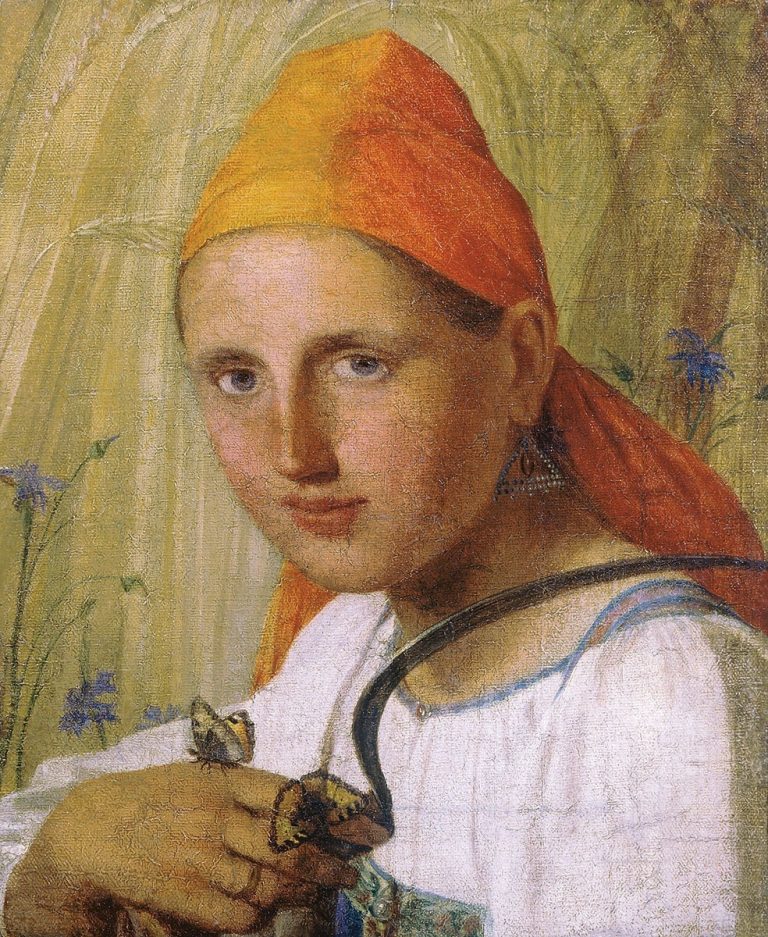 «Крестьянка с бабочками», художник Алексей Венецианов