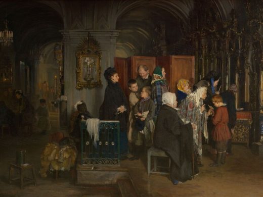 «Перед исповедью», художник Алексей Корзухин